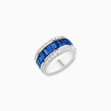 18K White Gold Sapphire & Diamond Ring