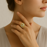 18K White & Yellow Gold, Sapphire & Diamond Ring