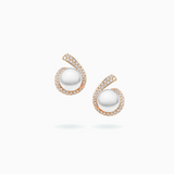 18K 白金和玫瑰金南洋珍珠钻石耳环