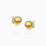 18K 黄金和白金南洋珍珠钻石耳环