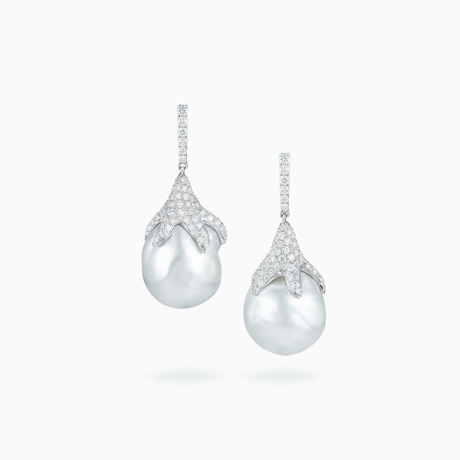 18K White Gold White South Sea Pearl Earrings