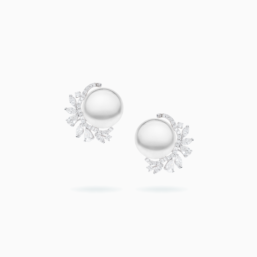 18K White Gold White South Sea Pearl Earrings