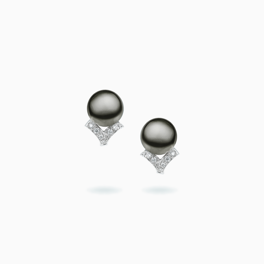 18K White Gold Black South Sea Pearl Earrings