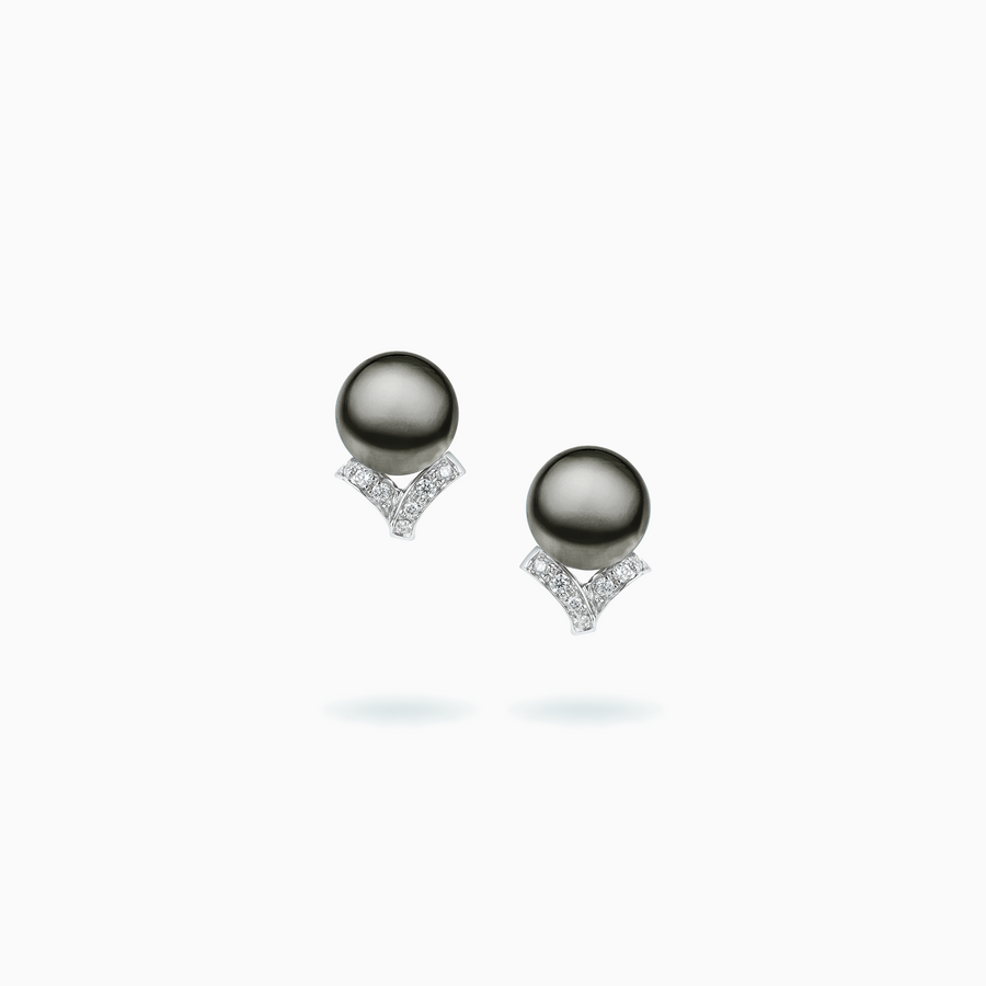 18K White Gold Black South Sea Pearl Earrings