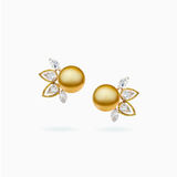 18K White & Yellow Gold Golden South Sea Pearl Earrings