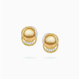 18K Yellow & White Gold South Sea Pearl Diamond Earrings