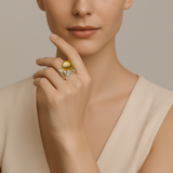 18K White & Yellow Gold South Sea Pearl & Diamond Ring