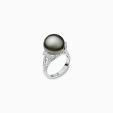 18K 白金黑色南洋珍珠钻石戒指