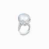 18K White Gold White South Sea Pearl Diamond Ring