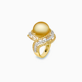 18K White & Yellow Gold South Sea Pearl & Diamond Ring