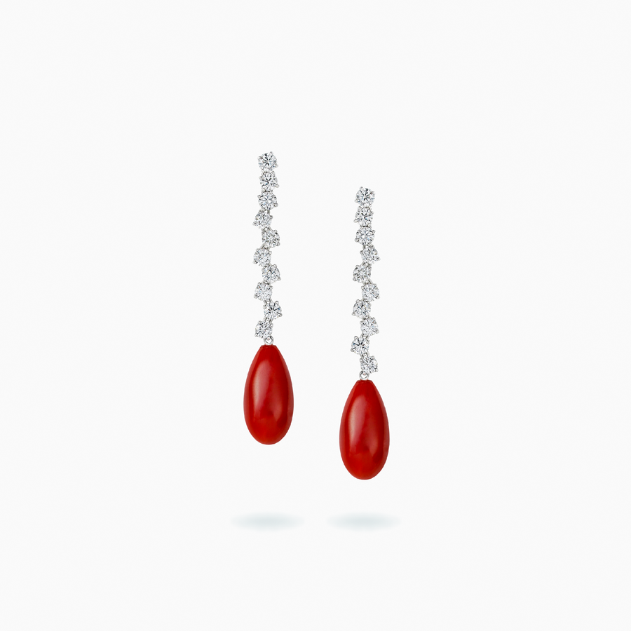 18K White & Rose Gold Coral, Diamond Pendant