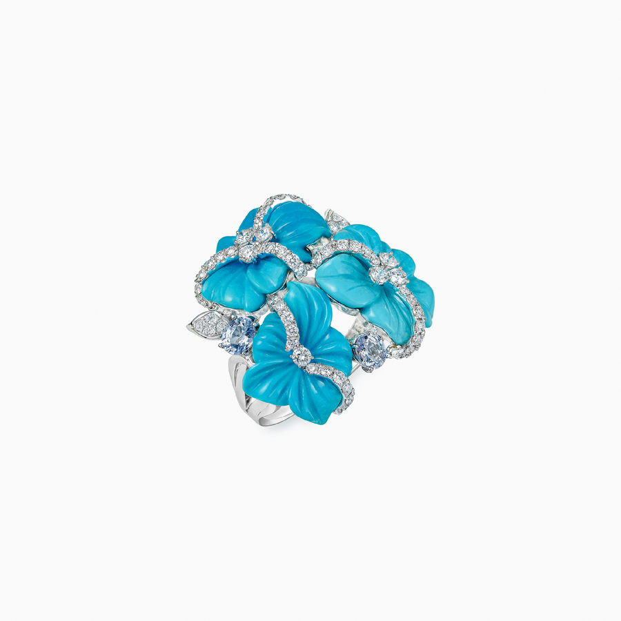 18K White Gold Turquoise & Diamond Ring