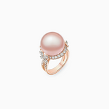 18K White & Rose Gold Fresh Water Pearl, Diamond Ring