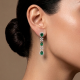 18K白金翡翠和钻石耳环