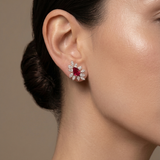 Platinum & 18K White Gold Ruby & Diamond Earrings
