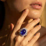 18K White Gold Tanzanite & Diamond Ring