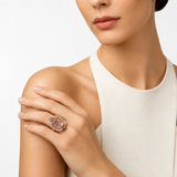 18K Rose Gold Morganite, Green Tourmaline, Peridot, Sapphire & Diamond Ring