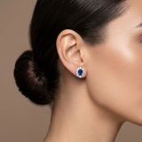 18K White Gold Sapphire & Diamond Earrings
