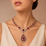 18K White & Rose Gold Ruby & Diamond Necklace