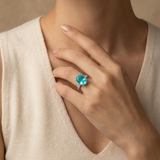 18K White Gold Paraiba & Diamond Ring