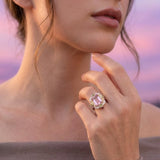 18K Rose Gold Morganite, Green Tourmaline, Peridot, Sapphire & Diamond Ring