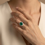 18K White Gold Emerald & Diamond Ring