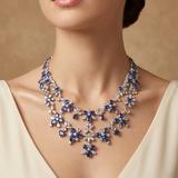 18K White Gold Sapphire, Diamond Necklace