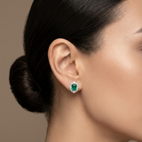 18K白金翡翠和钻石耳环