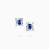18K  White Gold Sapphire Diamond Earrings