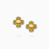 18K Yellow & White Gold South Sea Pearl Diamond Earrings