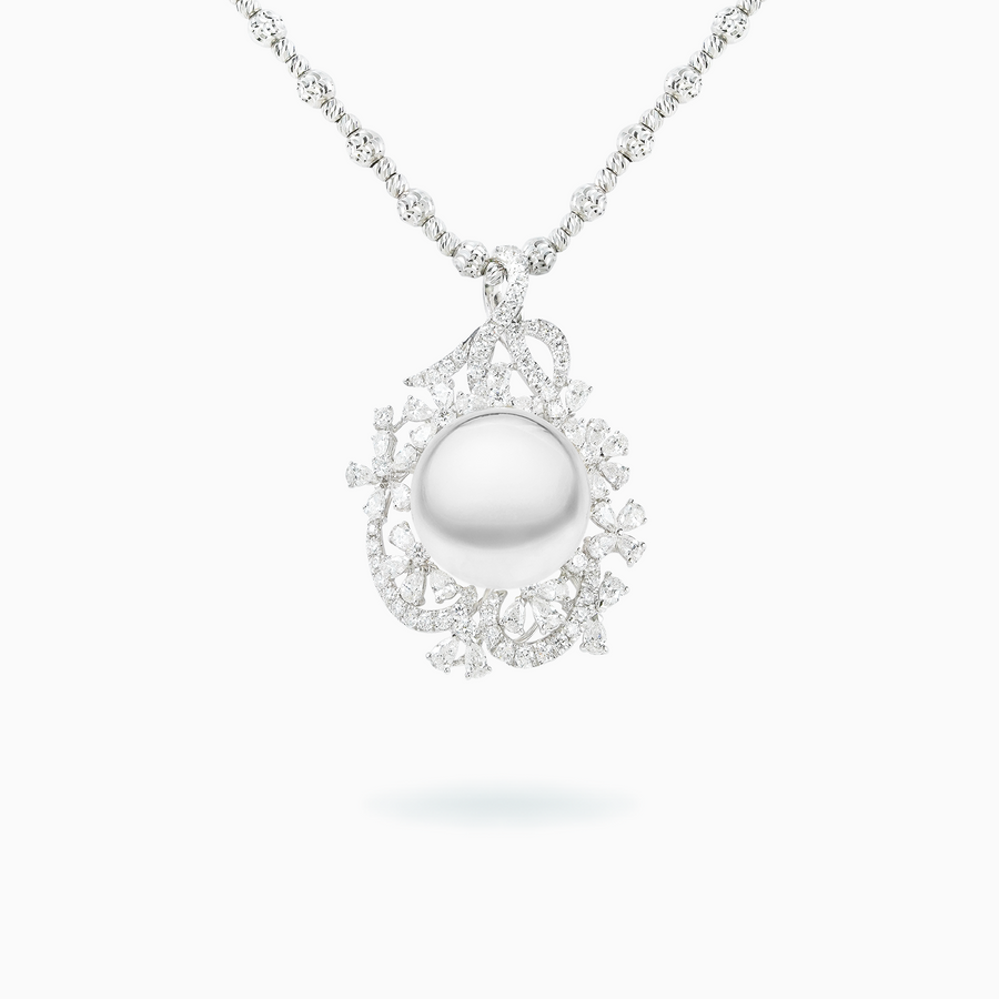 18K White Gold South Sea Pearl & Diamond Pendant