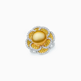 18K White & Yellow Gold South Sea Pearl, Diamond Ring