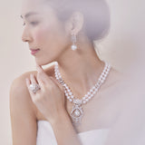 18K 白金养殖珍珠和白色南洋珍珠项链