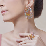 18K White & Yellow & Rose Gold Diamond Earrings