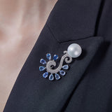18K White Gold White South Sea Pearl Brooch