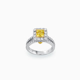 18K White & Yellow Gold Radian Cut Yellow Diamond Ring