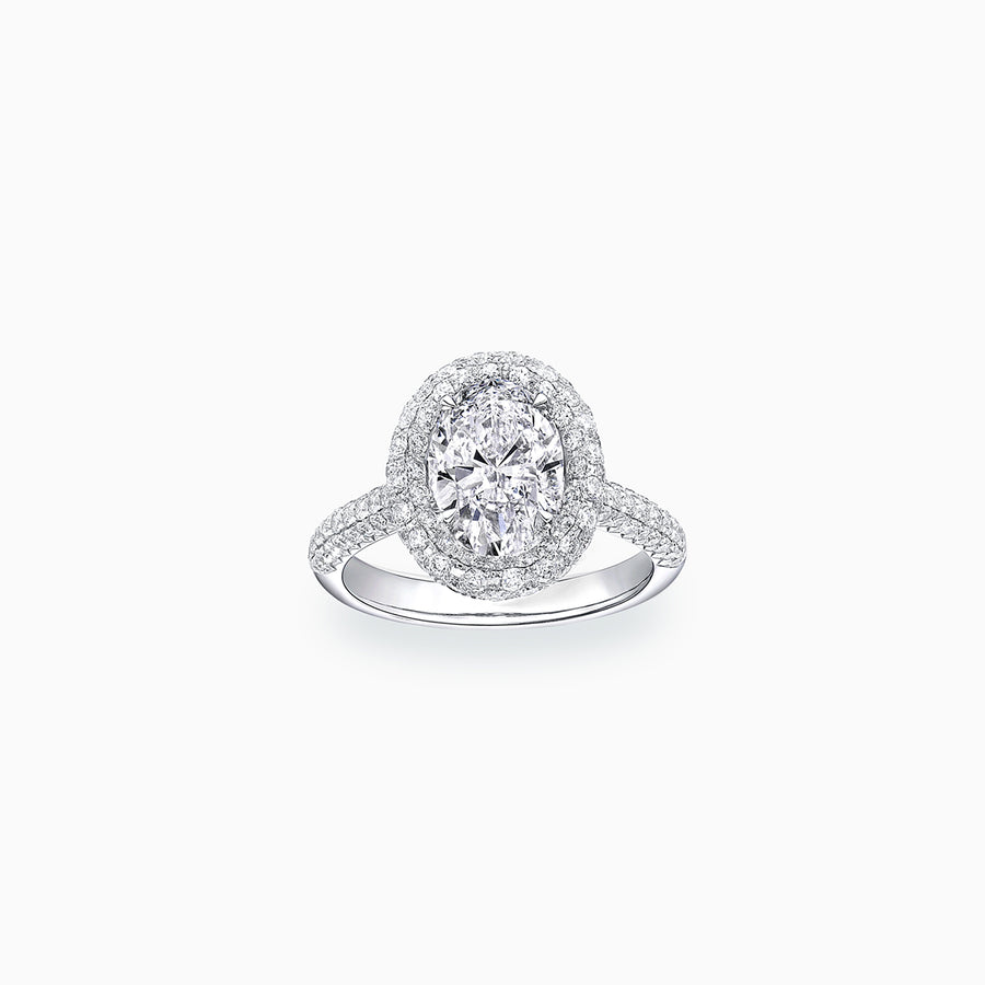 18K White Gold Oval Shaped Diamond Ring