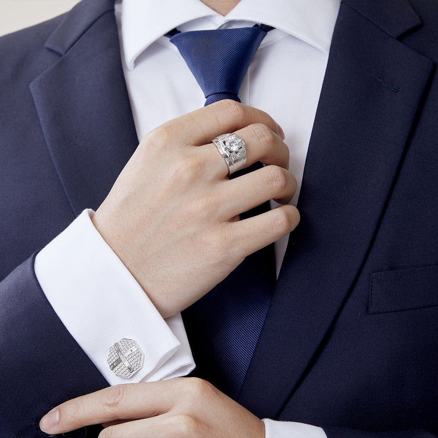 18K White Gold Diamond Cufflinks