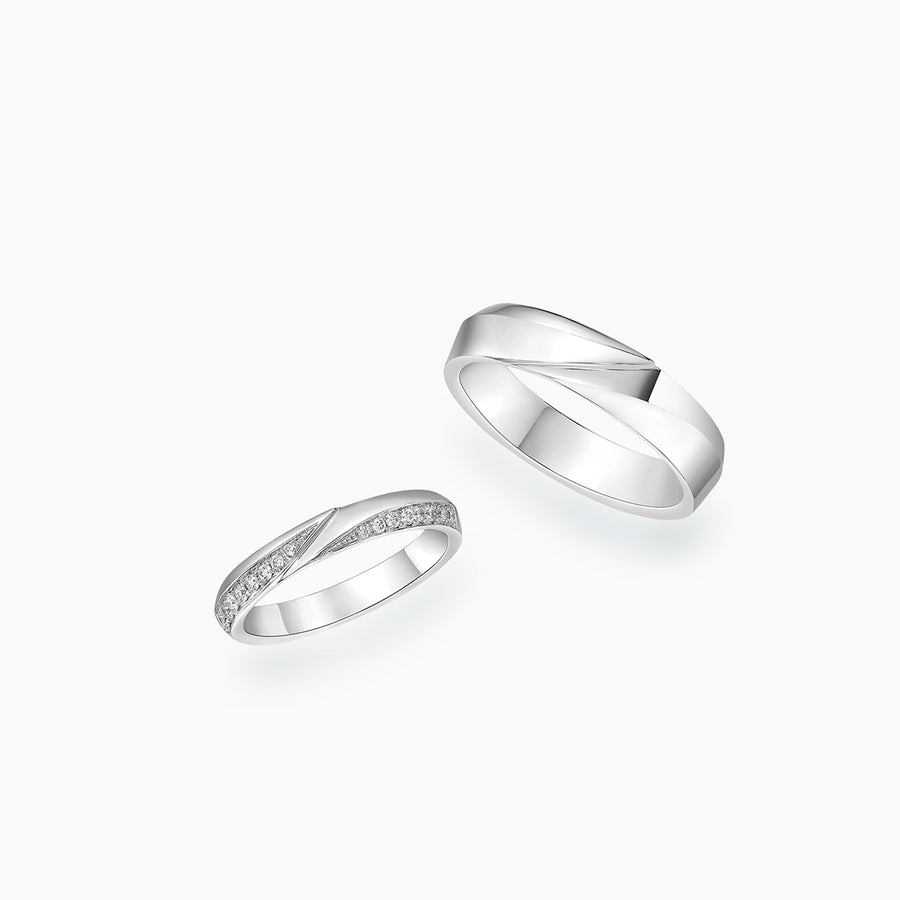 18K 白金钻石结婚戒指