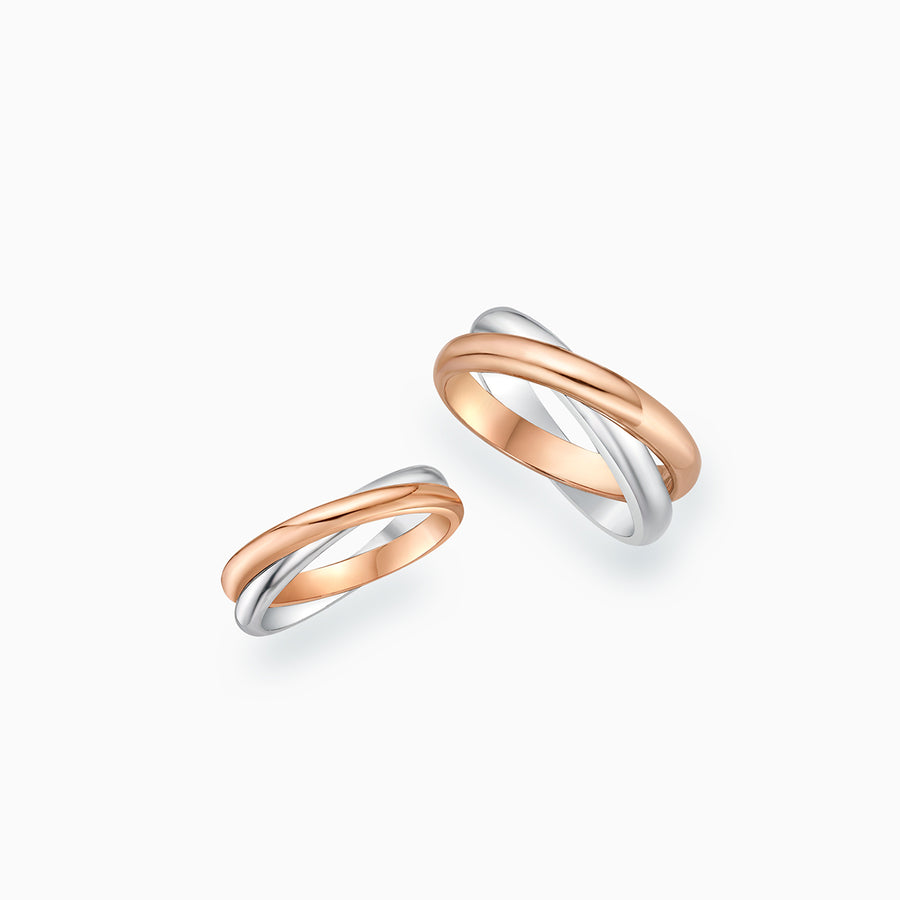 18K White & Rose Gold Wedding Bands