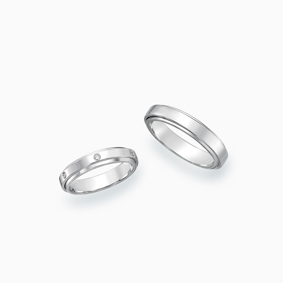 18K 白金钻石结婚戒指