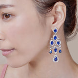 18K 白金蓝宝石和钻石耳环
