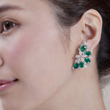 18K White Gold Emerald & Diamond Earrings