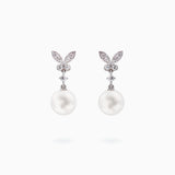 18K White Gold Akoya Pearl & Diamond Earrings