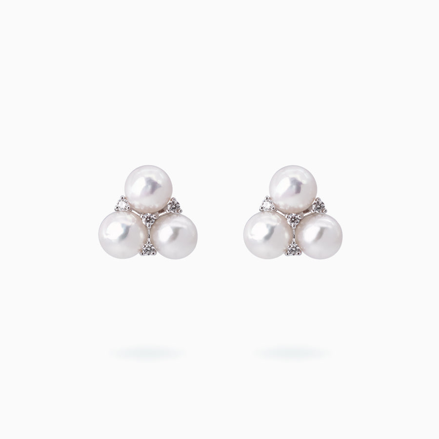 18K White Gold Akoya Pearl & Diamond Earrings