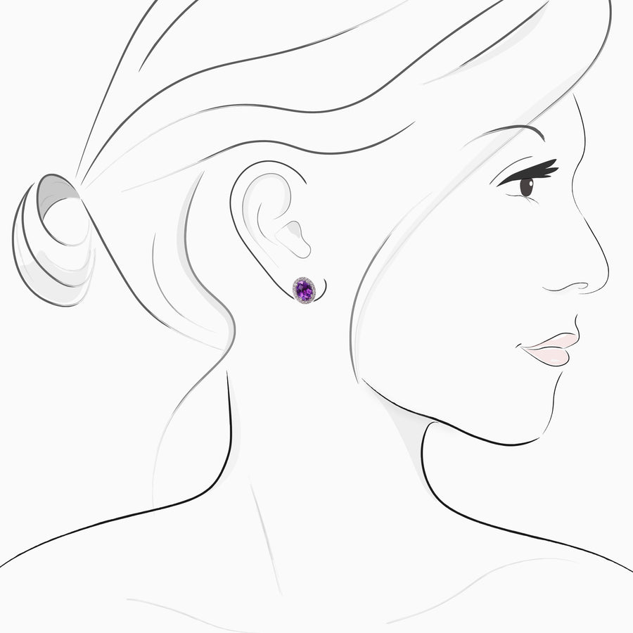 18K White Gold Amethyst & Diamond Earrings