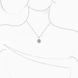 18K White Gold Aquamarine & Diamond Pendant