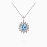 18K White Gold Aquamarine & Diamond Pendant