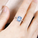 18K White Gold Aquamarine & Diamond Ring