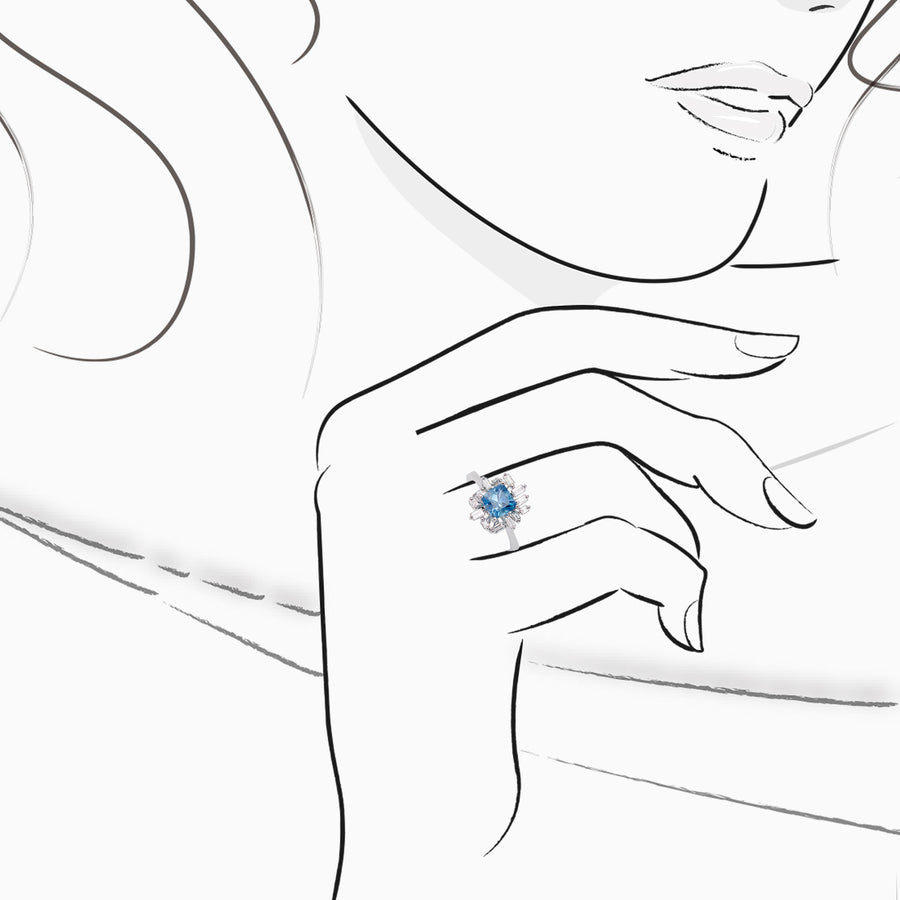 18K White Gold Aquamarine & Diamond Ring